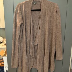 Barefoot Dreams Open-Front Draped Cardigan - Taupe